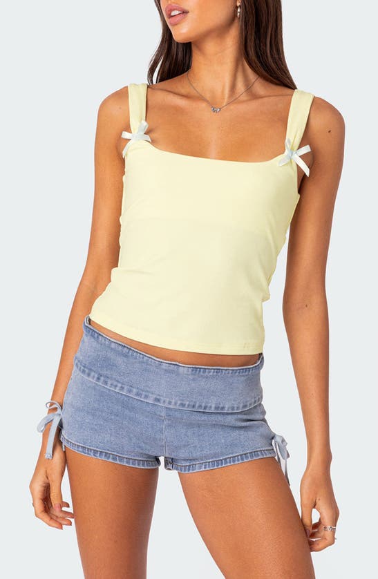 Edikted Lola Ribbed Tank Top In Yellow