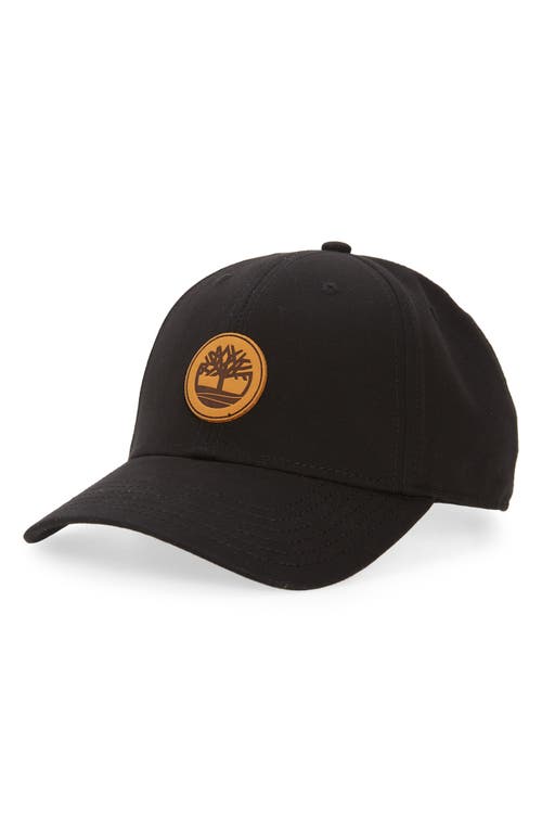 Timberland Leather Patch Baseball Cap in Black