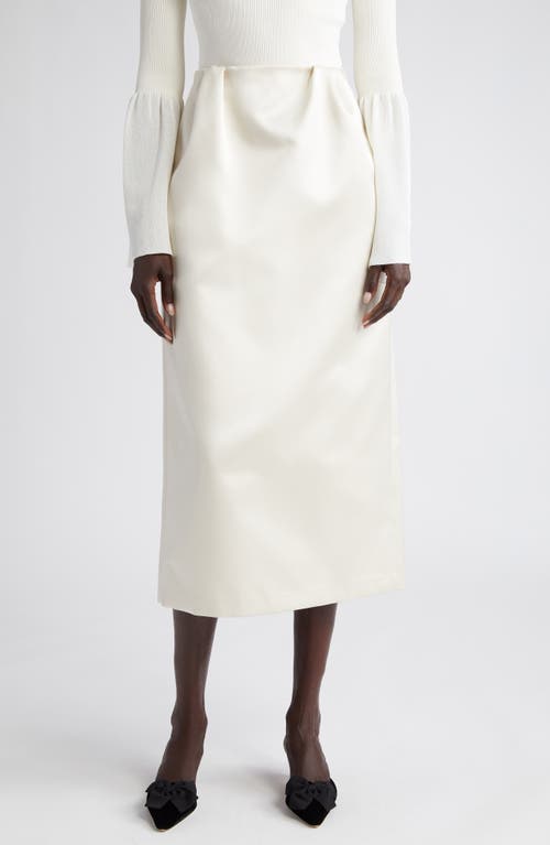 Altuzarra Karina Gathered Satin Midi Skirt in Ivory at Nordstrom, Size 6 Us