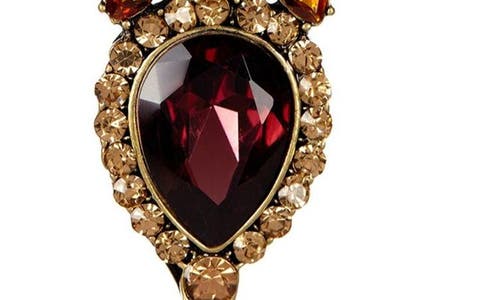 Shop Olivia Welles Janine Crystal Drop Earrings In Oxidized Brass/topaz