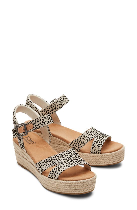 Shop Toms Audrey Ankle Strap Espadrille Platform Wedge Sandal In Fog Flocked Mini Cheetah