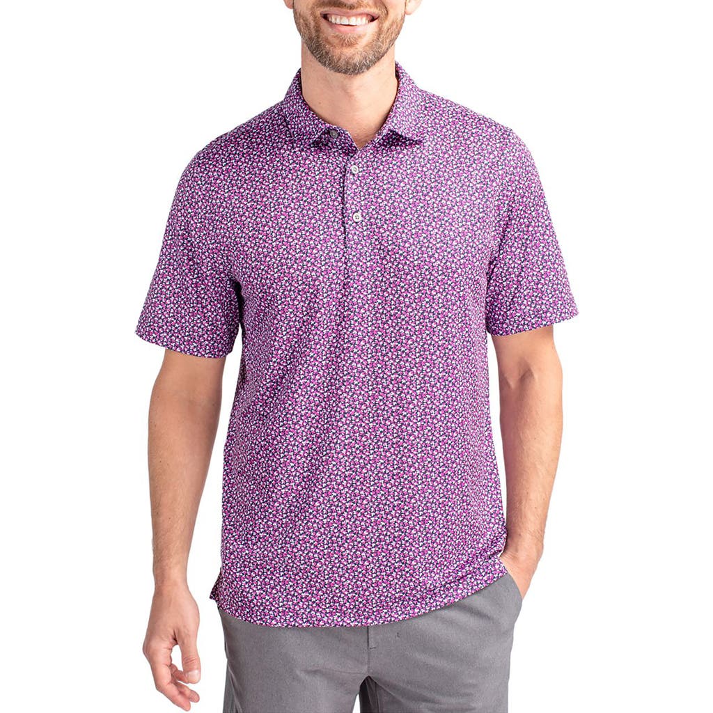 Cutter & Buck Magnolia Scatter Print Performance Polo In Purple