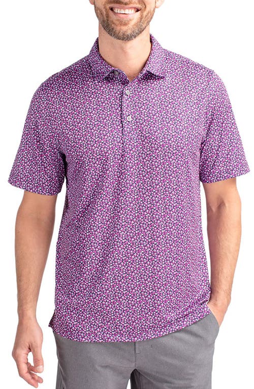 Shop Cutter & Buck Magnolia Scatter Print Performance Polo In Gelato/navy Blue