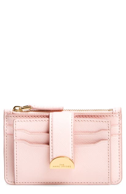 The Marc Jacobs Leather Card Case In Pink Tutu