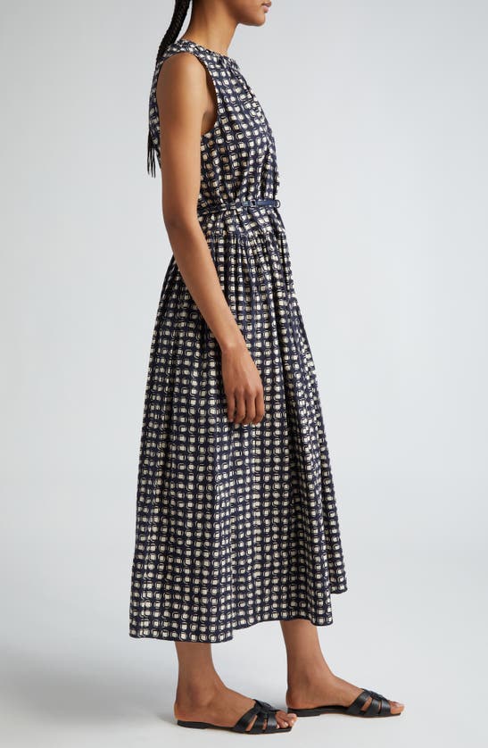 Shop Max Mara Temid Geometric Dot Print Sleeveless Dress In Ultramarine