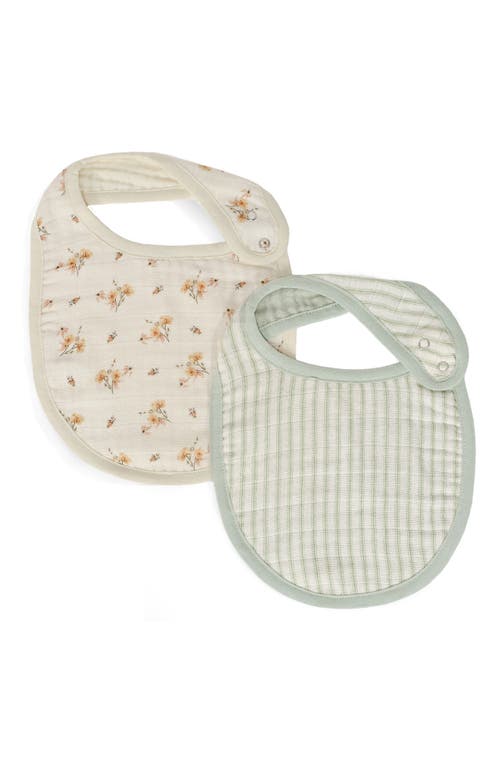 Shop Oilo Assorted 2-pack Organic Cotton Muslin Baby Bibs In Eggshell/sea