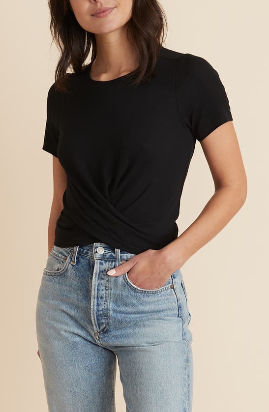 Shop Marine Layer Brielle Twist Front T-shirt In Black