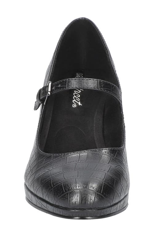 Easy Street Zest Womens Faux Leather Buckle Mary Jane Heels In Black Croco