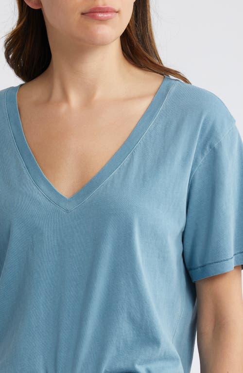 Shop Treasure & Bond Oversize V-neck Cotton T-shirt In Blue Provincial