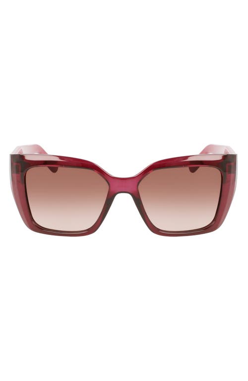 FERRAGAMO Gancini 55mm Gradient Rectangular Sunglasses in Transparent Cyclamen at Nordstrom