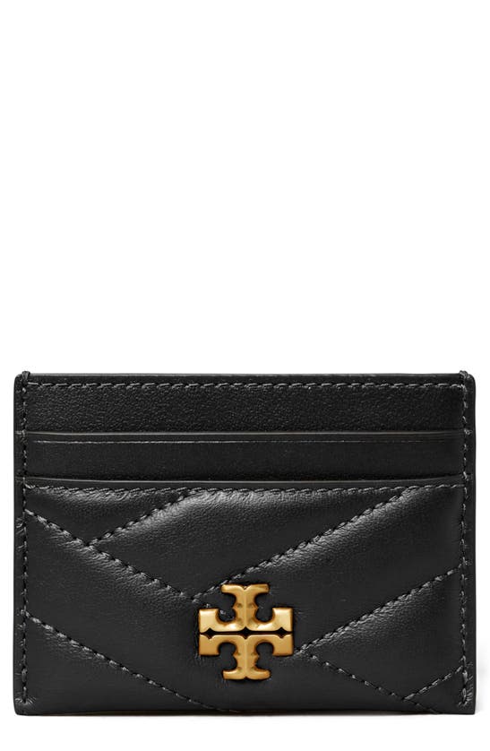 Tory Burch Kira Chevron Leather Card Case Black