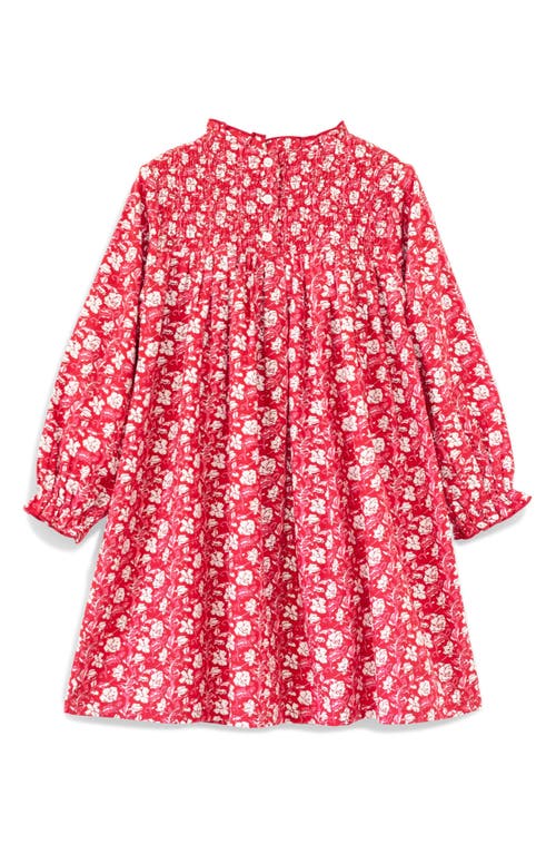 Shop Beet World Kids' Floral Smocked Long Sleeve Dress In Red/white Floral