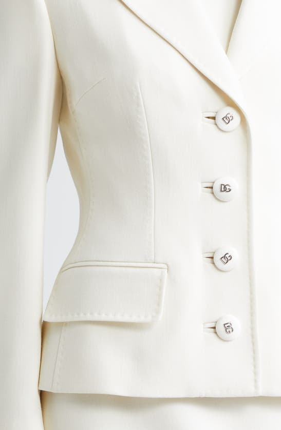 Shop Dolce & Gabbana Stretch Wool Blazer In Natural White