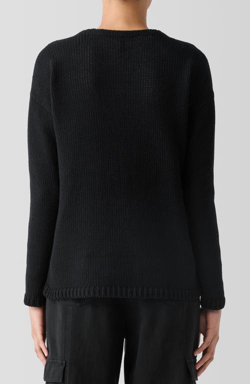 Shop Eileen Fisher V-neck Organic Cotton Pullover Sweater In Black