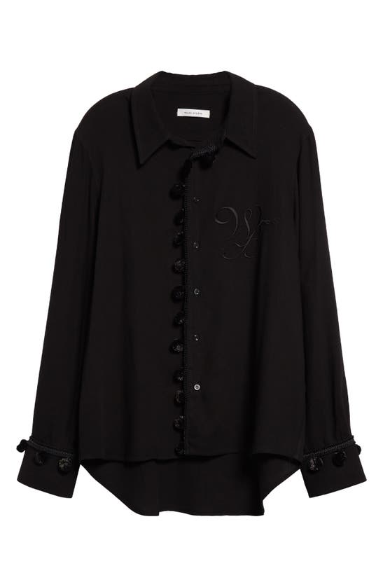 Shop Wales Bonner Menelik Pompom Button-up Shirt In Black