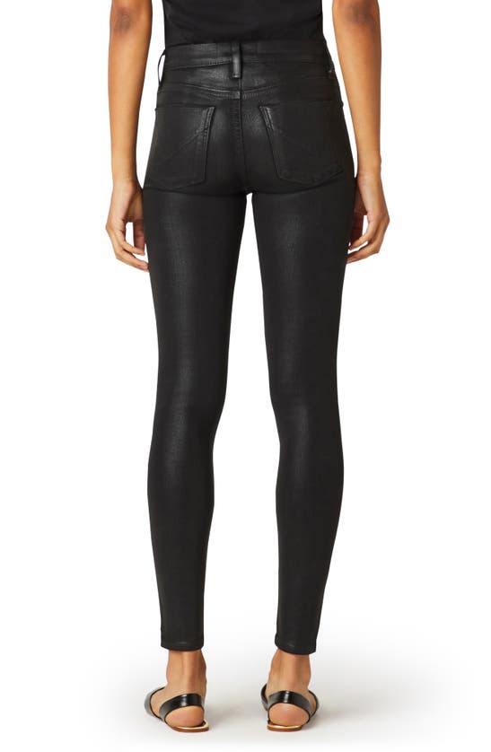 Hudson Double Coated Skinny Ankle Jeans In High Shine Dark Slate In Noir Coated