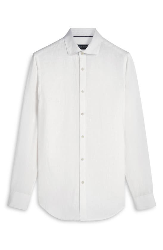 Shop Bugatchi Axel Linen Button-up Shirt In White