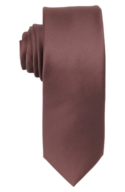 Shop Brooklyn Brigade Solid Satin Tie In Dark Mauve