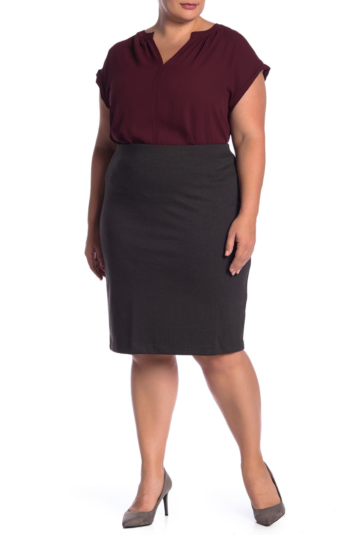 ponte midi pencil skirt