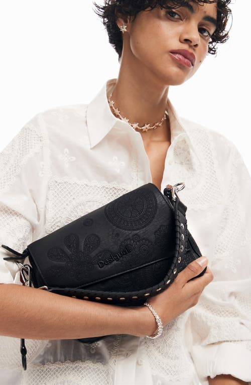 Shop Desigual Dejavu Faux Leather Shoulder Bag In Black