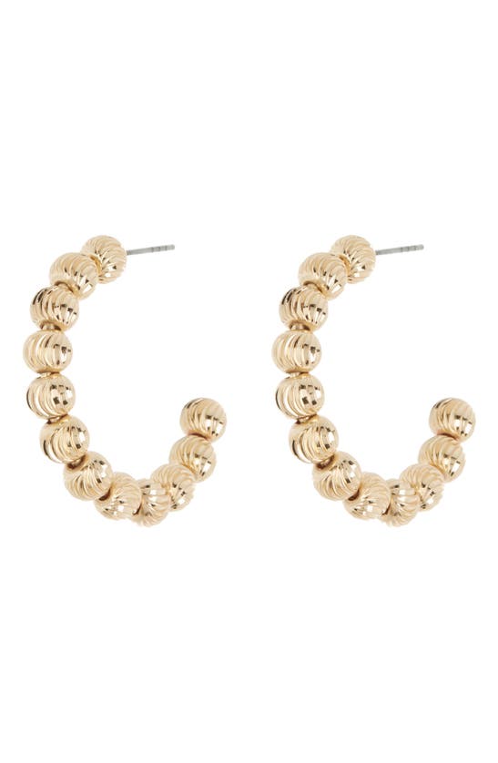 Shop Melrose And Market Textured Beaded Hoop Earrings In Gold