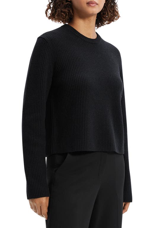 Shop Theory Boxy Felted Wool & Cashmere Rib Sweater In Black