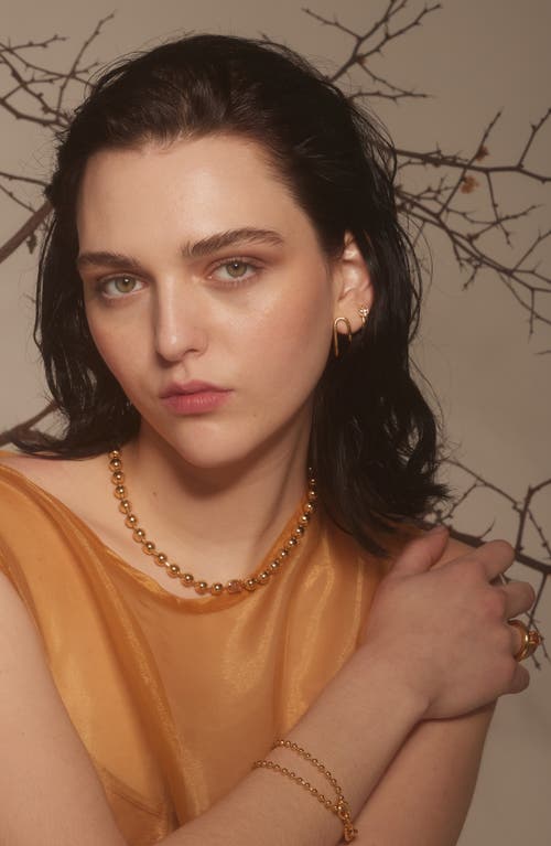 Lady Grey Selene Ball Chain Necklace In Gold/peach