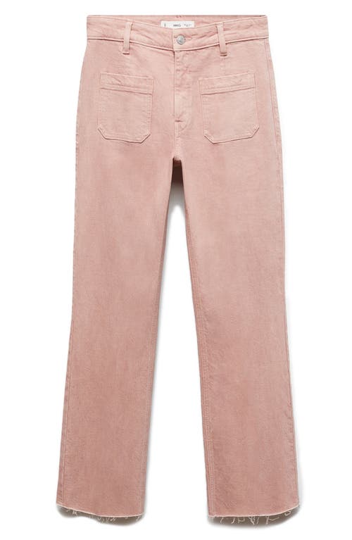 Shop Mango Alex Raw Hem Patch Pocket Crop Flare Jeans In Pink