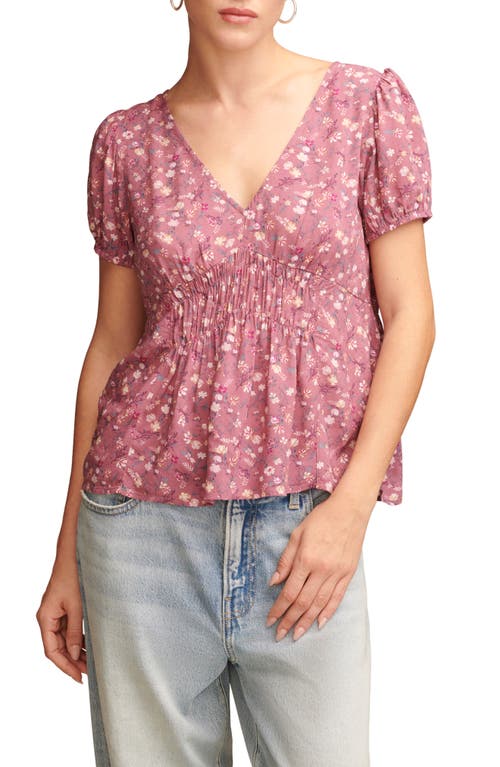 Lucky Brand Floral Print Short Sleeve Top Multi at Nordstrom,