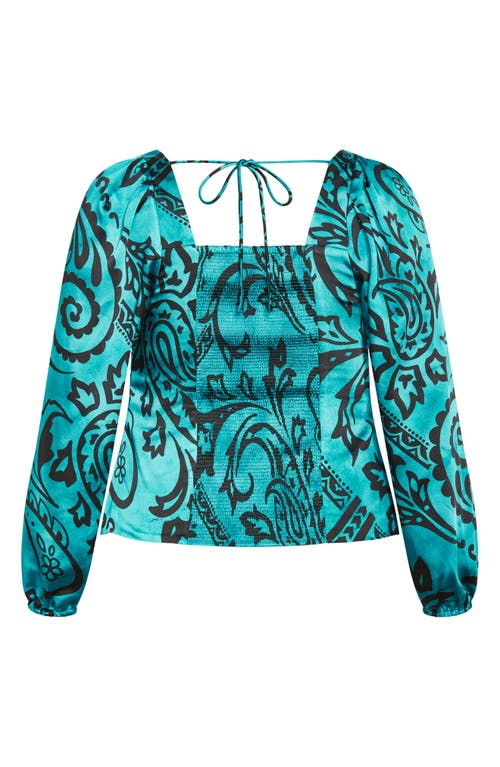 City Chic Sienna Paisley Print Ruched Top In Peacock Paisley