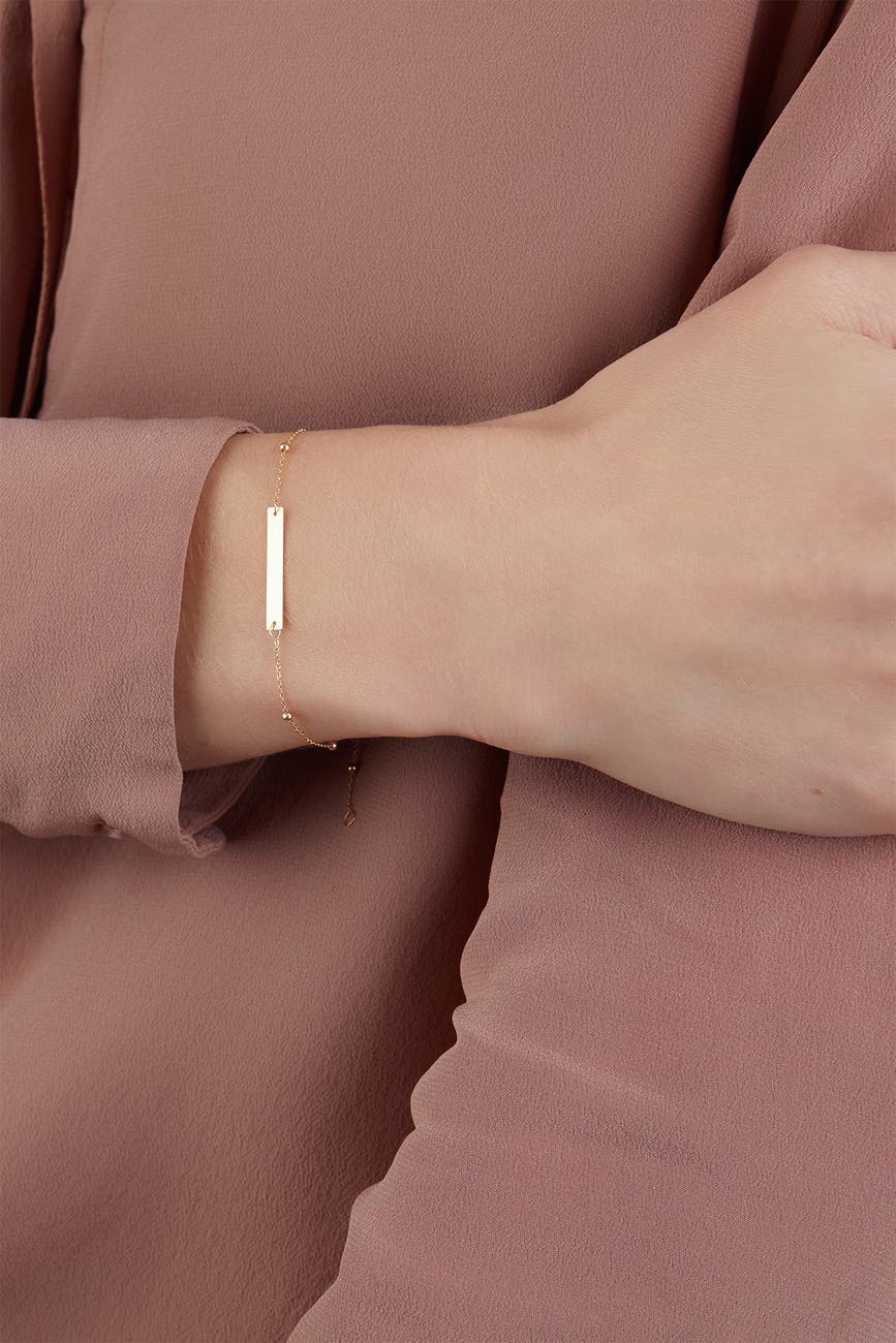 Bony Levy 14k Yellow Gold Beaded Chain ID Bracelet Nordstrom Rack