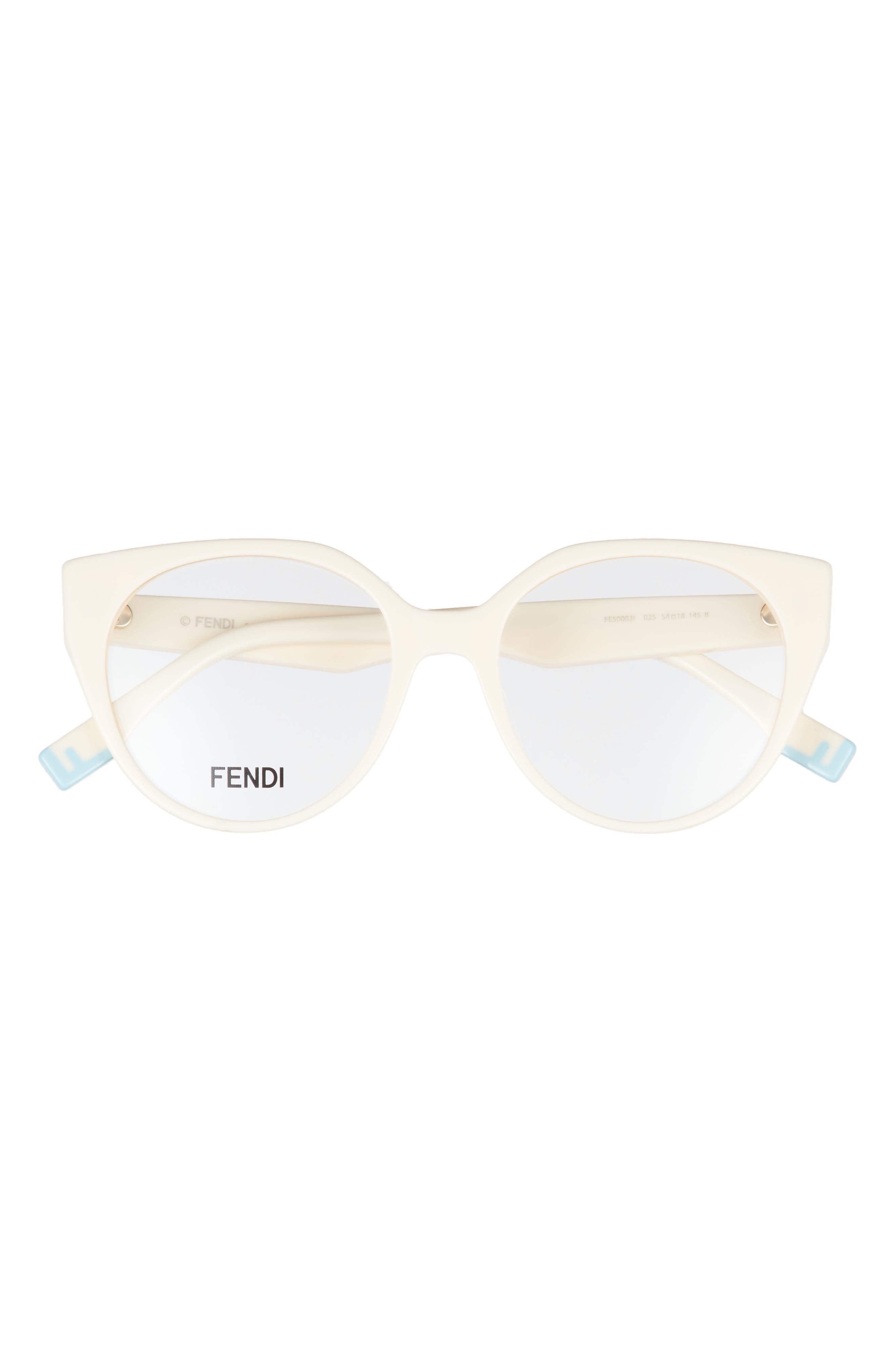 Fendi 53mm Cat Eye Optical Glasses In Ivory