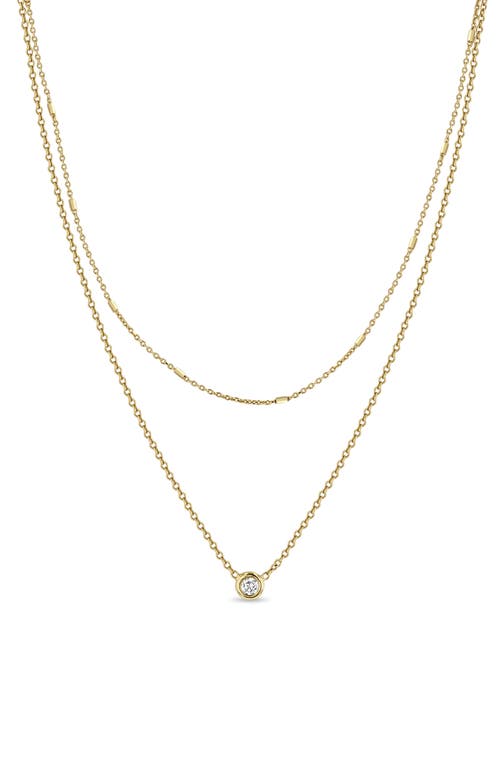 Zoë Chicco Double Chain Necklace in Yellow Gold at Nordstrom, Size 18 In
