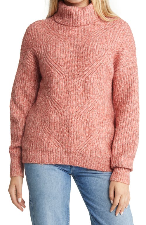 caslon(r) Turtleneck Sweater in Rust- Ivory Marl