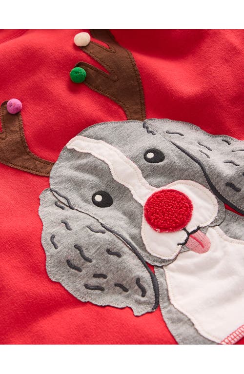 MINI BODEN MINI BODEN KIDS' HOLIDAY REINDEER DOG APPLIQUÉ GRAPHIC SWEATSHIRT 