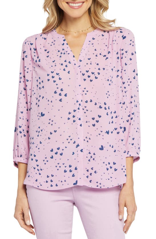 Nydj High/low Crepe Blouse In Heart Waterfall