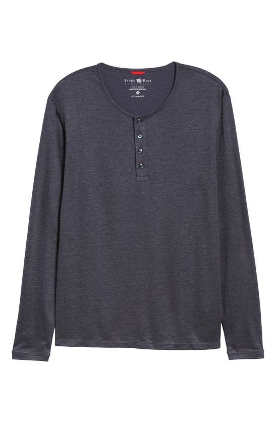 Stone Rose Regular Fit Henley In Navy
