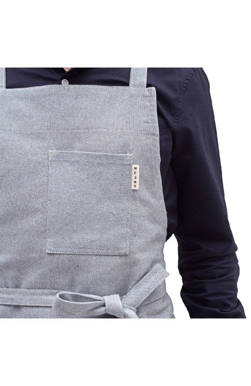 Shop Meema Crossback Bib Apron In Blue