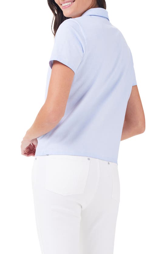 Shop Nzt By Nic+zoe Johnny Collar Stretch Cotton Polo In Crushed Ice