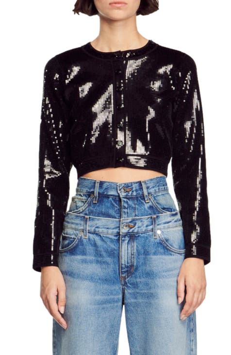 SANDRO Sequin-Embellished Cardigan