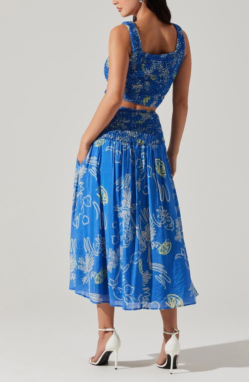 Shop Astr The Label Tropical Print A-line Skirt In Blue Lemon Print