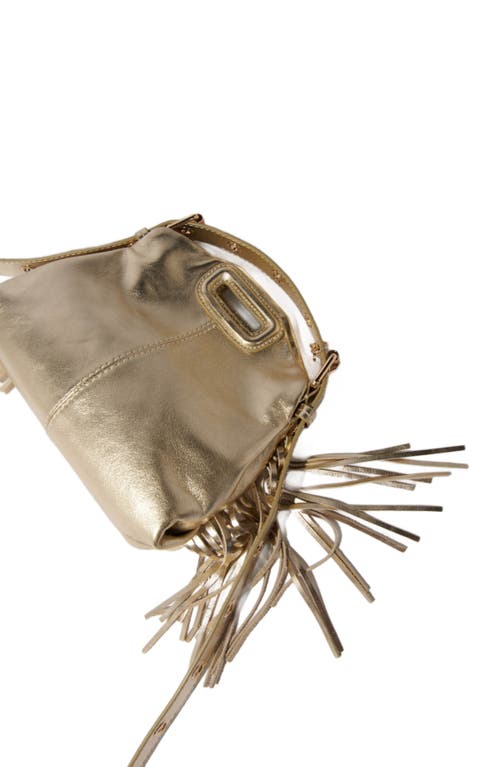 Maje Metallic Leather Miss M Mini Bag In Gold