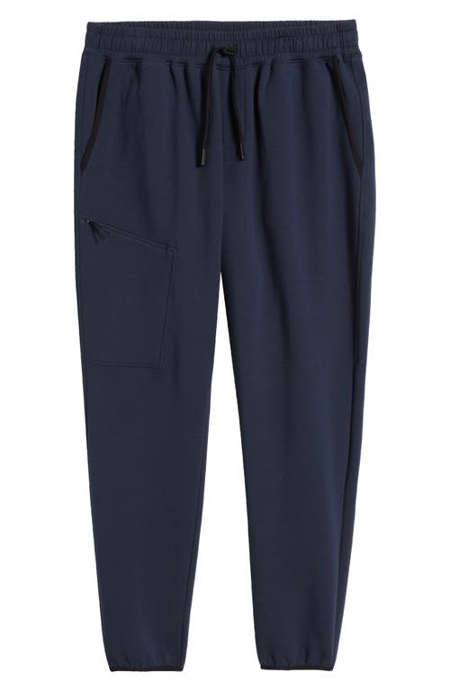 Shop Zella Powertek Stretch Cotton Blend Joggers In Navy Eclipse