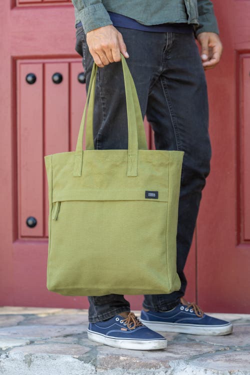 Terra Thread Organic Cotton Canvas Work Tote Bag In Olive Green