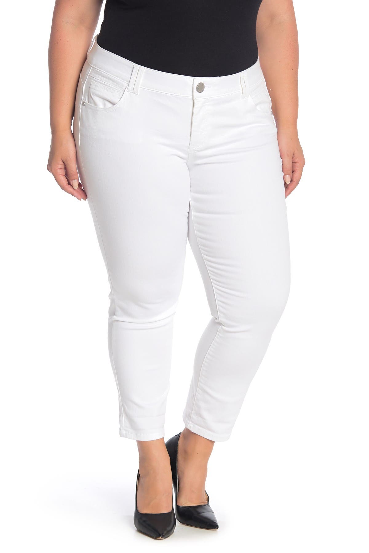 plus size white cropped jeans