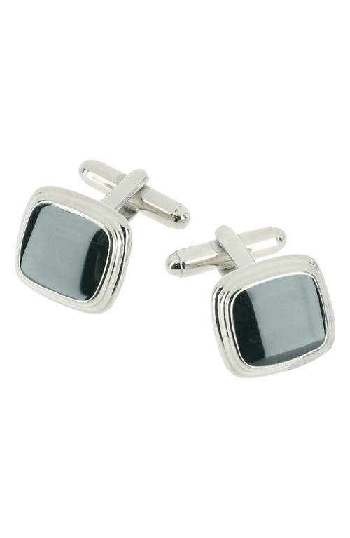 Trafalgar Men's Sutton Black Lacquer Cushion Cufflinks In Silver