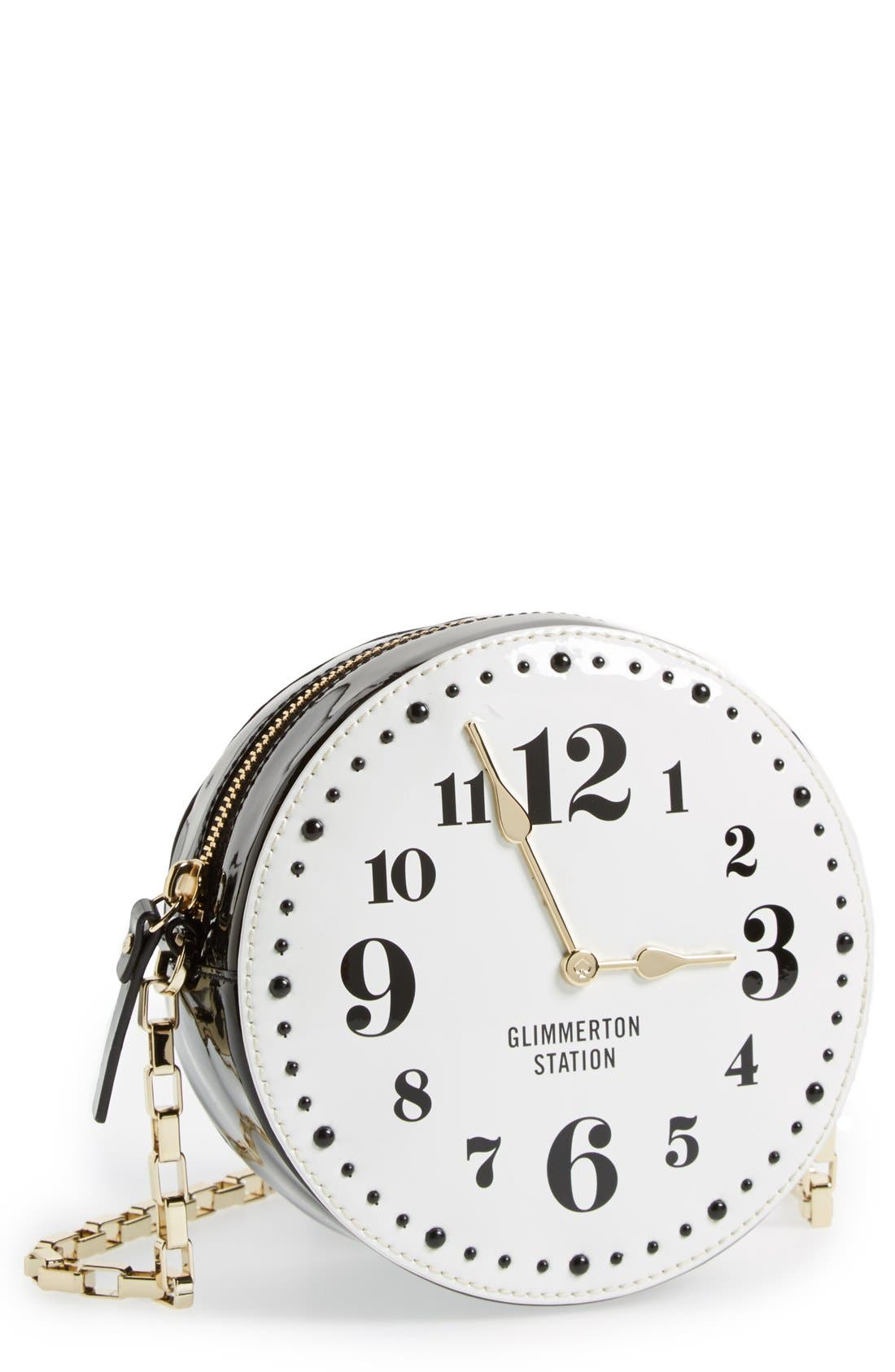 kate spade new york 'all aboard clock' patent leather crossbody bag