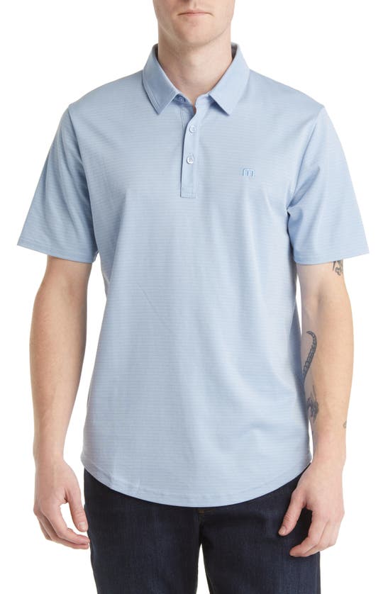 Travismathew A Class Cotton Blend Polo In Soft Chambray