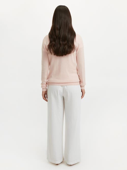 Shop Gobi Cashmere Crew Neck Cardigan In Rosewater