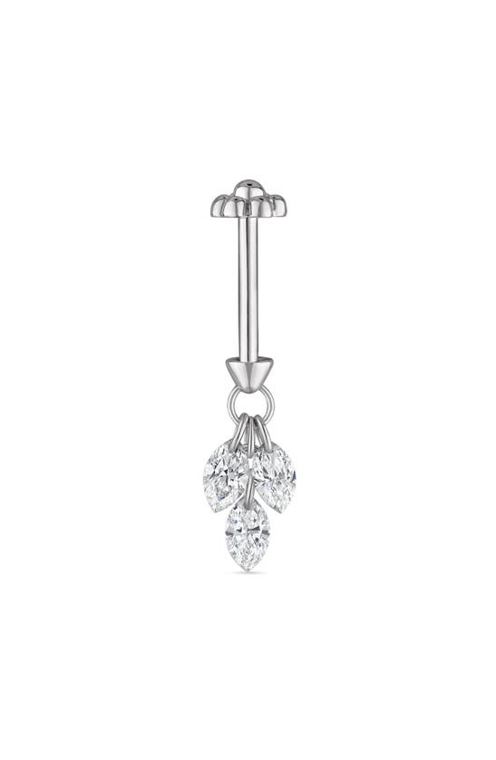 Maria Tash Floating Diamond Plume Single Threaded Stud Earring In White Gold